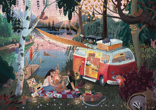 Junivia Vanlife Puzzle: Puzzleraster-Ansicht von unserem Vanlife Puzzle mit Campingmotiv