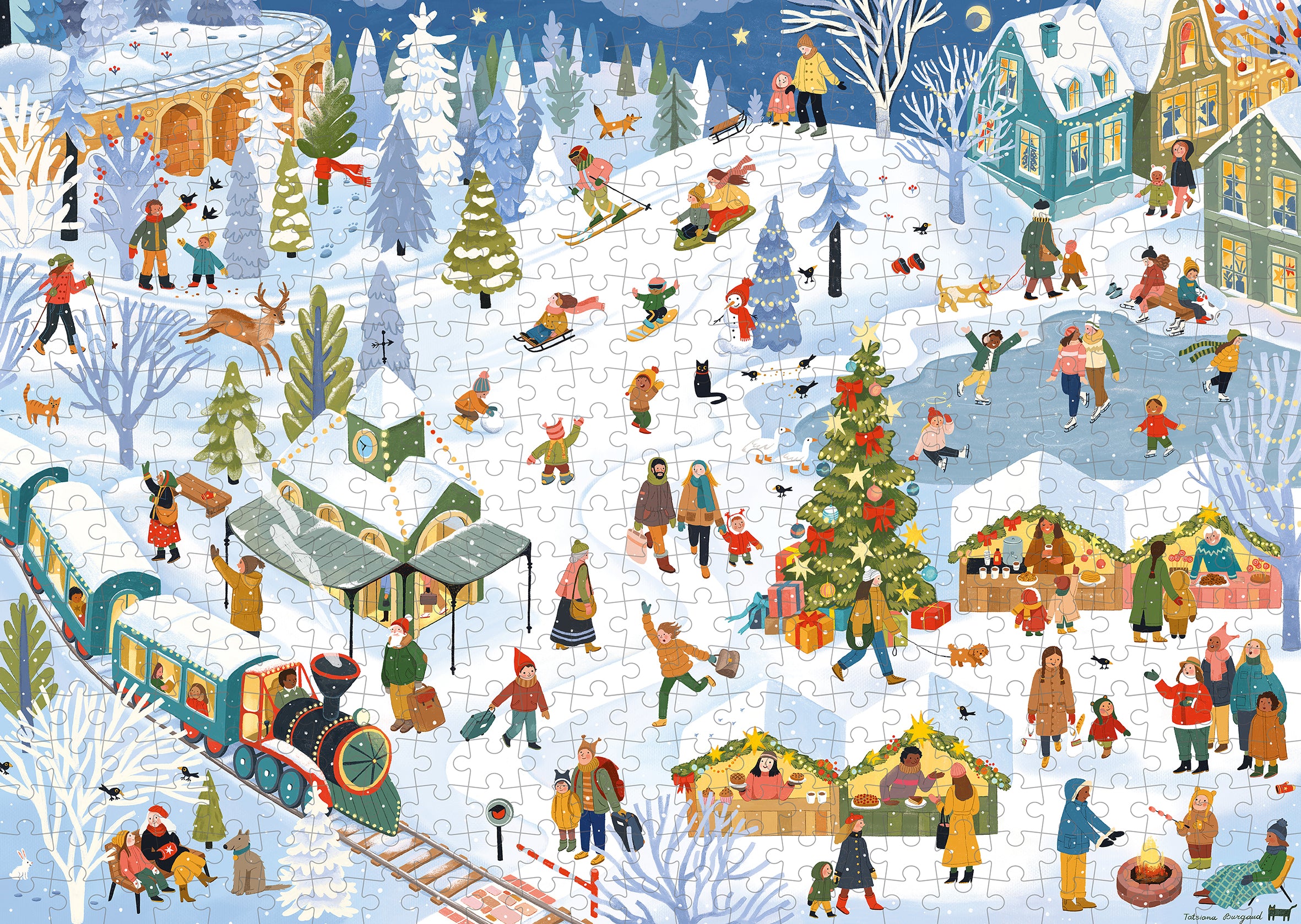 Junivia Winterdorf Puzzle: Puzzleraster-Ansicht von unserem Winterdorf Puzzle mit Weihnachtsmotiv