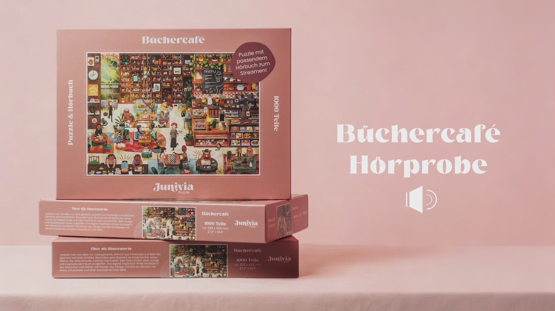 Video laden: Junivia Büchercafé Puzzle: Hörprobe unseres Selbstfindungs-Hörbuchs Büchercafé zum passenden Puzzle 
